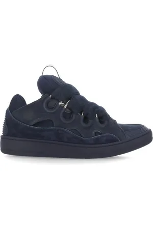 Lanvin Skor, Herr, 46 EU, Läder, Blå Lädersneakers med Andningsbara Detaljer
