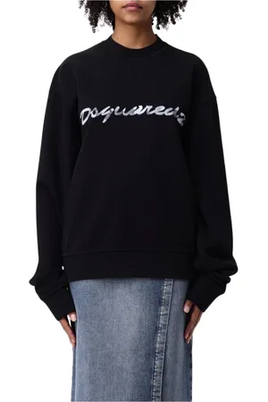Dsquared2 Sweatshirts & Hoodies, Dam, XS, Bomull, Logo Print Svart Kvinna Sweatshirt