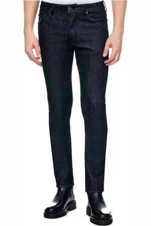 Jacob Cohen Jeans, Herr, W33, Läder, Mörkblå Regular Fit Jeans