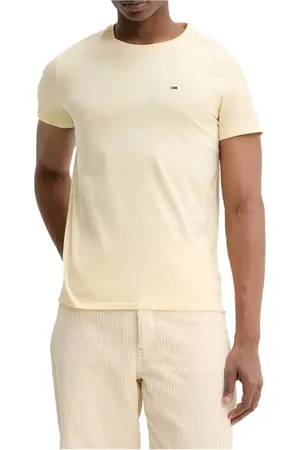 Tommy Hilfiger Topp, Herr, L, Bomull, Gul kortärmad bomullst-shirt