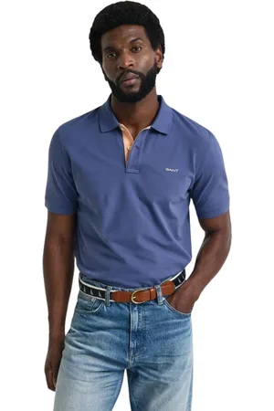 GANT Topp, Herr, 3Xl, Bomull, Marinblå Piqué-polo med Kontrastdetaljer