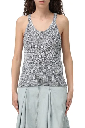 Armani Exchange Topp, Dam, XS, Bomull, Blå Stickad Tank Top