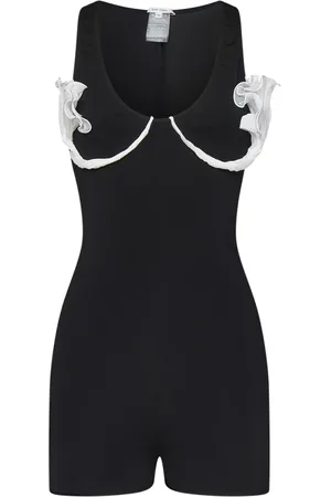 Nensi Dojaka Jumpsuits & Playsuits, Dam, S, Tyll, Svart Ärmelös Klänning med 3D Blommor