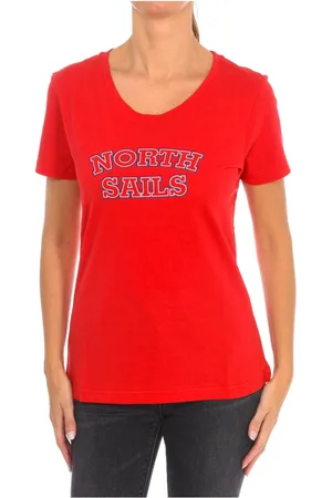 North Sails Topp, Dam, L, Bomull, Kortärmad T-shirt med Ribbad Halsringning
