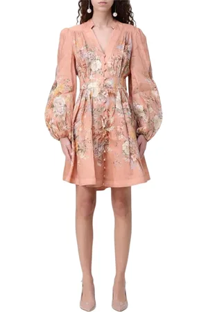 ZIMMERMANN Klänning, Dam, L, Linne, Blommönstrad Linne Miniklänning Elegant Stil