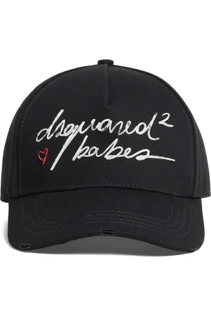 Dsquared2 Accessoarer, Dam, ONE Size, Svart baseballkeps med hjärtan