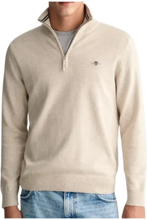 GANT Stickade tröjor & koftor, Herr, L, Bomull, Klassisk Bomull Half Zip Tröja