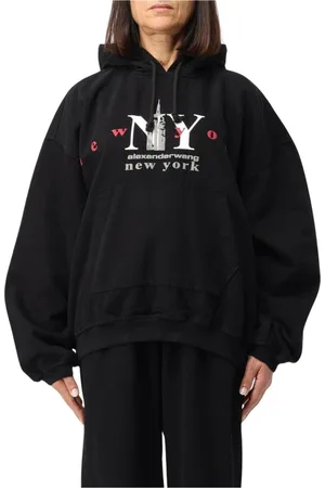 Alexander Wang Sweatshirts & Hoodies, Dam, S, Bomull, Svart Grafisk Hoodie Sweatshirt