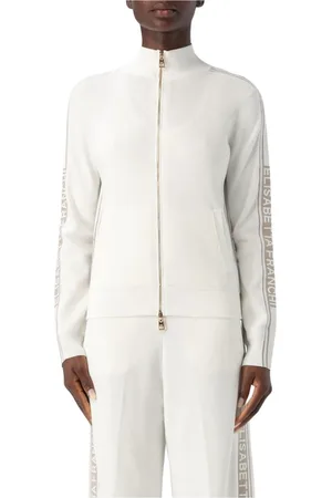 Elisabetta Franchi Stickade tröjor & koftor, Dam, S, Bomull, Blå ZipUp Tracksuit Set