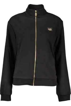 Roberto Cavalli Sweatshirts & Hoodies, Dam, M, Svart Damtröja med Dragkedja och Tryck