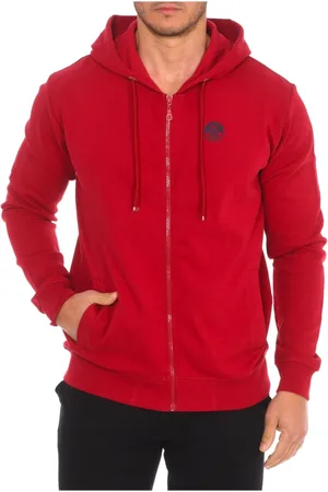 North Sails Sweatshirts & Hoodies, Herr, L, Bomull, Huvtröja med dragkedja och ribbstickad nederkant