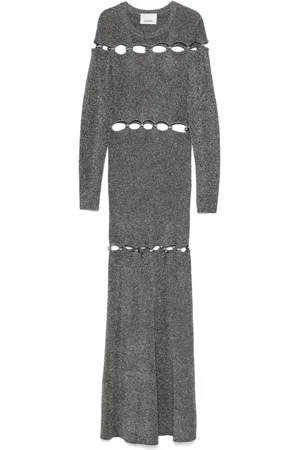 Isabel Marant Klänning, Dam, S, Silver Elmire Klänning med Cut-Out Detalj