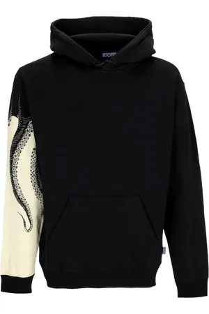 Octopus Sweatshirts & Hoodies, Herr, M, Bomull, Svart Sidohoodie med Tentakeltryck