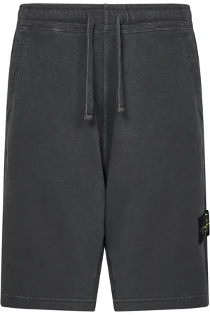 Stone Island Shorts, Herr, XL, Bomull, Grå Elastisk Midja Shorts med 