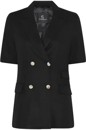 Bruuns Bazaar Jacka, Dam, L, Dubbelknäppt Svart Blazer med Korta ärmar