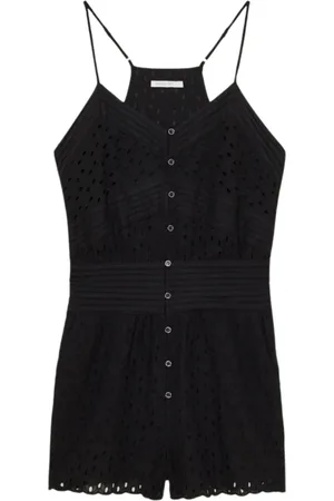 Patrizia Pepe Jumpsuits & Playsuits, Dam, M, Bomull, Svarta byxor med V-ringning och löst passform