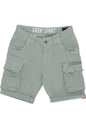 Alpha Industries Shorts, Herr, W32, Bomull, Gröna Cargo Shorts med uppvikta botten