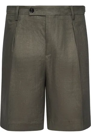 MICHAEL COAL Shorts, Herr, W40, Linne, Gröna Linnekortbyxor med Militärstil