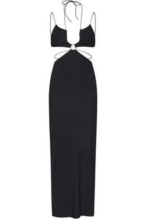 Amazuìn Klänning, Dam, ONE Size, Svart Lace-Up Back Midi Klänning
