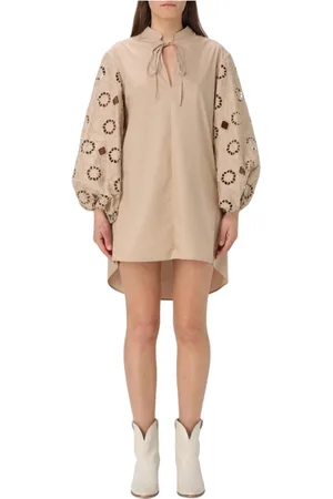 Dondup Klänning, Dam, S, Bomull, Rosa Eyelet Mini Klänning