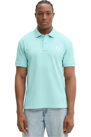Calvin Klein Topp, Herr, 2Xl, Bomull, Blå Polo Skjorta med Patch Logo