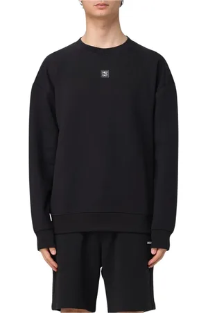 HUGO BOSS Sweatshirts & Hoodies, Herr, L, Svart Crewneck Sweatshirt med Ribbed Trim