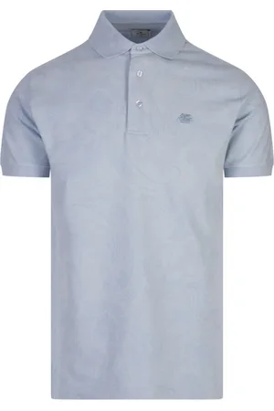 Etro Topp, Herr, L, Läder, Blå Polo Skjorta med Paisley Mönster