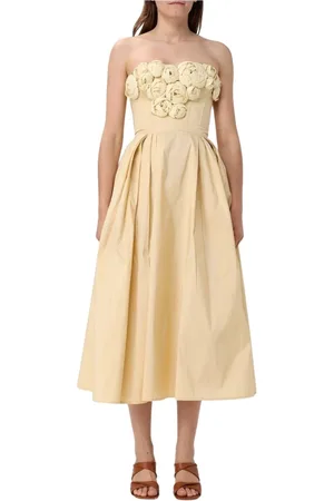 Elisabetta Franchi Klänning, Dam, S, Bomull, Blommig Applikation Midi Klänning