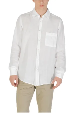 HUGO BOSS Skjorta, Herr, M, Linne, Elegant Linne Långärmad Skjorta Herr