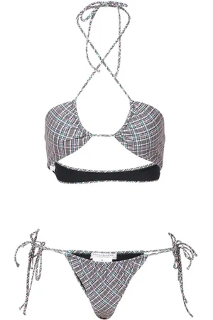 Serafini Badkläder, Dam, S, Fuchsia Triangel Bikini Set med Flätad Slips