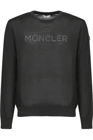 Moncler Sweatshirts & Hoodies, Herr, XL, Läder, Svart Långärmad Tröja Minimalistisk Design