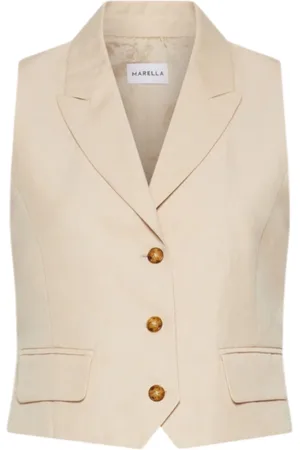 MARELLA Jacka, Dam, S, Bomull, Ecru Twill Ärmlös Jacka