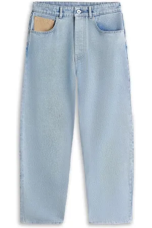 Drôle de Monsieur Jeans, Herr, W31, Bomull, Ljusblå Tvättade Jeans med Sammetsdetaljer