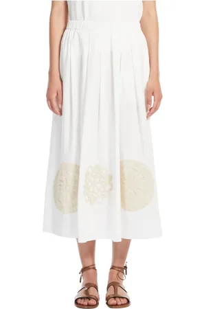 Max Mara Kjol, Dam, M, Bomull, Vit bomull midi kjol Orme stil