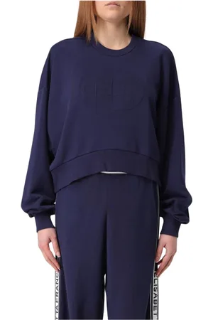 Elisabetta Franchi Sweatshirts & Hoodies, Dam, S, Bomull, Lyxig Logo Sweatshirt Elfenben Kvinna