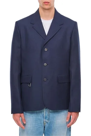 Jacquemus Jacka, Herr, S, Blå Slim Fit Blazer Med Revers