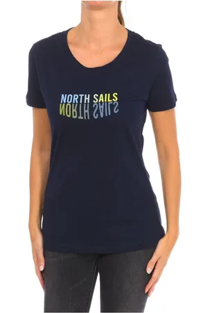 North Sails Topp, Dam, L, Bomull, Kortärmad T-shirt med ribbad halsringning