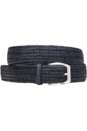 Orciani Accessoarer, Herr, 90 CM, Läder, Blått Läderflätat Bälte