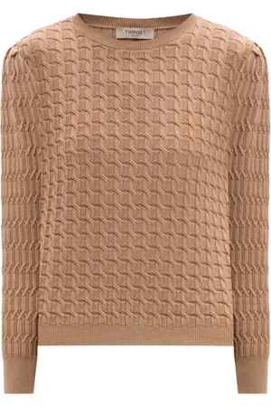 Twin-Set Stickade tröjor & koftor, Dam, L, Polyester, Korsstygn Tröjor