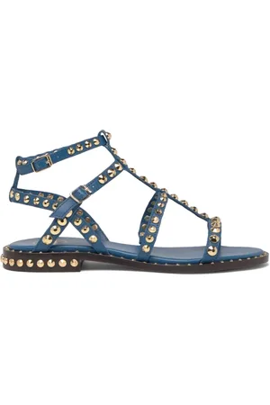 Ash Skor, Dam, 37 EU, Läder, Blå Studded Gladiator Sandaler