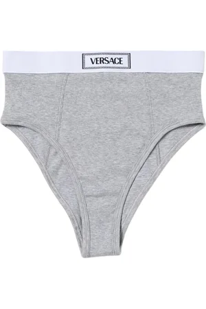 VERSACE Underkläder, Dam, XL, Bomull, Räfflad High-Waisted Grå Lingerie