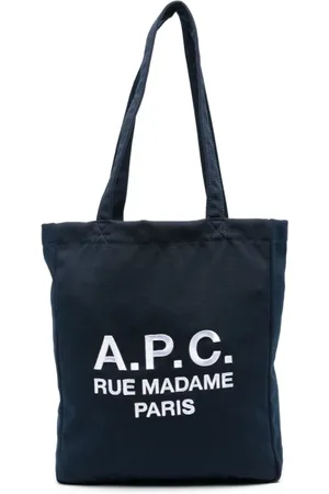 A.P.C. Väska, Dam, ONE Size, Blå Kanvastoteväska Broderad Logotyp