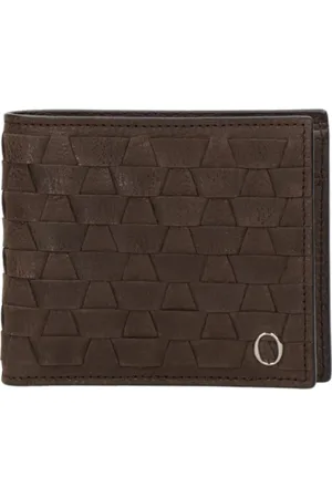 Orciani Accessoarer, Herr, ONE Size, Läder, Brun Läderplånbok med Vävt Motiv