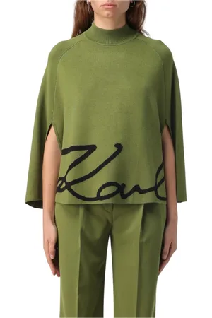 Karl Lagerfeld Stickade tröjor & koftor, Dam, M, Cape Sleeve Mock Neck Sweater