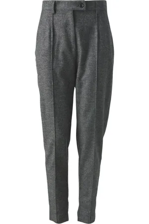 Pinko Byxor, Dam, L, Polyester, Grå Flanell Cigaretbyxor