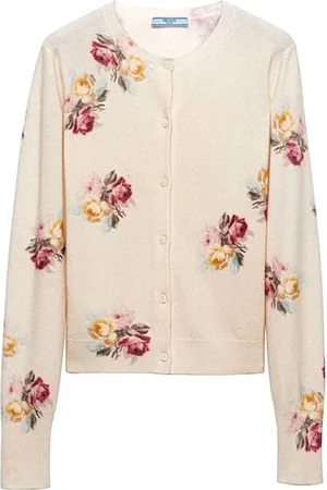Prada Stickade tröjor & koftor, Dam, S, Stilren Stickad Cardigan Sweater