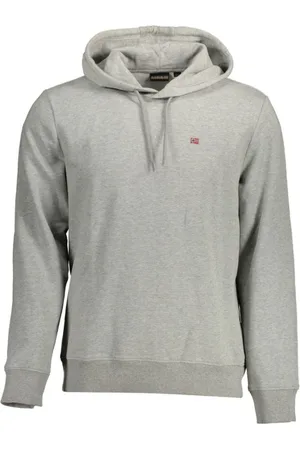 Napapijri Sweatshirts & Hoodies, Herr, 3Xl, Bomull, Grå hoodie med ikoniskt logotyp