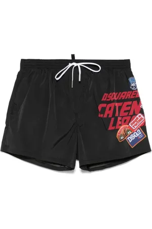Dsquared2 Badkläder, Herr, 2Xl, Läder, Svart Havskläder Shorts Vår Sommar