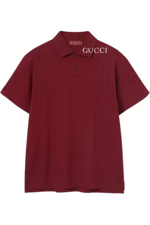Gucci Topp, Herr, M, Bomull, Röd Polo Skjorta med Logotryck
