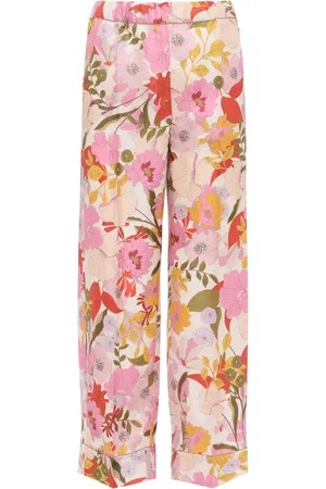 Max Mara Byxor, Dam, S, Blommig silkesbyxor Leda modell